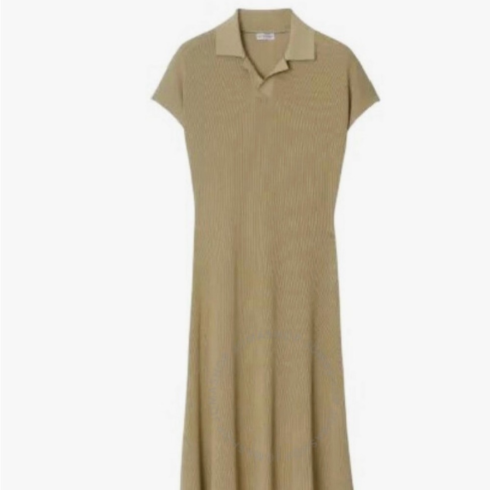 Burberry Beige Ribbed Polo Dress